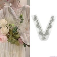 Sweety DIY Kim Cương Giả May Trên Táo V Cổ Miếng Dán Váy Cô Dâu Quần Áo Phụ Kiện