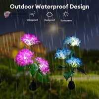 Swetsashahearts Đèn hoa cẩm tú cầu, Đèn hoa hồng thông minh Sense, Trang trí nhà cửa Đèn LED sân vườn 3 đầu Sân ngoài trời Sân hiên