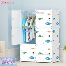 Tủ quần áo 6 ô cửa cá xanh 6.CA.77