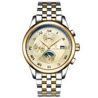 Swiss Automatic Movement Watch, Stainless Steel Calendar Luminous Waterproof Black Dial Automatic Watch Men