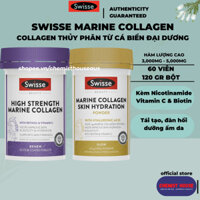 Swisse Marine Collegen Bột, Viên Uống Marine Collagen Thủy Phân Từ Cá Biển Sâu Tăng Đàn Hồi Da, Cải Thiện Độc Ẩm