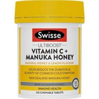Swisse Ultiboost Vitamin C + Manuka Honey – Viên ngậm bổ sung Vitamin C và mật ong Manuka (120 viên)