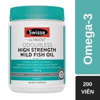 Swisse Viên Uống Dầu Cá Swisse Ultboost Odourless High Strength Wild Fish Oil 200 Viên