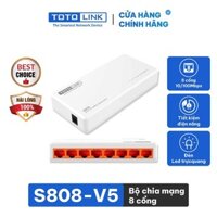 Switch 8 cổng 10/100Mpbs TOTOLINK S808 Bộ chia mạng cho PC Laptop giá rẻ dễ cài đặt