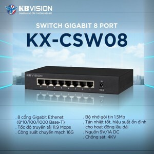 Switch Gigabit 8 port Kbvision KX-CSW08