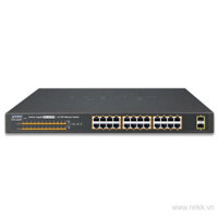 Switch PLANET  GSW-2620HP 19 inch 24-Port 1000T 802.3at POE + 2-Port 1000X SFP Unmanaged Gigabit Ethernet Switch (240W)