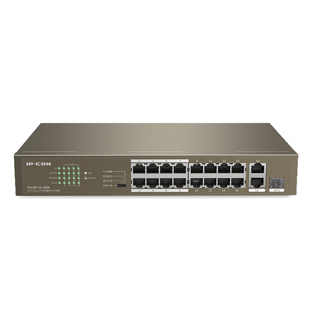 Switch PoE 16 port 10/100 IP-Com F1118P-16-150W