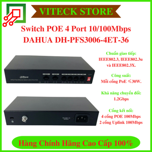 Switch POE Dahua DH-PFS3006-4ET-36