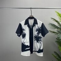 SWM8 ZARA Short Sleeve Shirt Bamboo3DPrinted Pattern Men's and Women's Same Style Top Cardigan