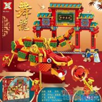SX 7023 non Lego MÚA RỒNG NĂM MỚI CỦA TRUNG QUỐC bộ đồ chơi xếp lắp ráp ghép mô hình 854 khối
