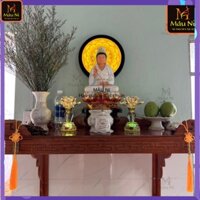 sx - ĐÈN THỜ PHẬT hào quang đường kính 30cm, [ mới ] tranh in trúc chỉ MÂU NI tôn tượng, tượng thờ cúng