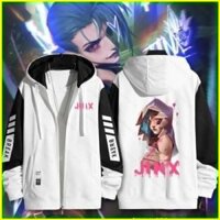 Sy1 Arcane Liên Minh Huyền Thoại 2 JINX Anh Hùng LOL Dây Kéo Áo Khoác Áo Khoác Unisex Dài Tay Top YS1