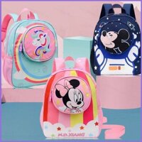 [Sy1] Ba lô Disney Unicorn Mickey Minnie dành cho trẻ em Mẫu giáo Công suất lớn In chống thấm nước Fashio