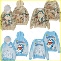 Sy1 Doremon Áo Dài Tay Unisex Top Dây Kéo Cosplay 3d Doraon Áo Khoác Thời Trang Áo Khoác Ngoài Plus Kích Thước YS1