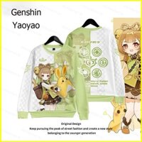 Sy1 Genshin Tác Động Yaoyao Áo Anime Áo Unisex Dài Tay Top Cosplay 3D Dây Kéo Áo Khoác YS1