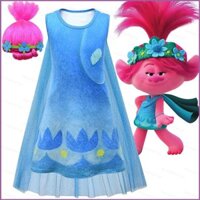 [Sy1] Trolls 2 Váy Halloween lưới áo choàng cosplay vải cho tóc giả trẻ em