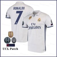 Sy3 16 / 17 Ronaldo Số 7 Áo bóng đá sân nhà POLO Áo thun thể thao Top Soccer Tee Unisex Player Phiên bản YS3