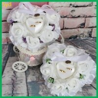 Syd Hình Trái Tim Hộp Gối Đệm Lãng Mạn Hoa Hồng Nhẫn Cưới