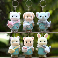 SYLVANIAN FAMILIES 6 Cái / bộ Sylvanian Gia Đình Móc Chìa Khóa Xe Trang Trí Đổ Xô Milo Kuromi Cinnamoroll Hello Kitty Thỏ Voi Chó PVC Nhân Vật Hành Động Mô Hình Đồ Chơi Búp Bê