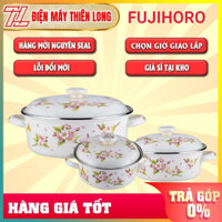 SYM-12 / SYM-22 / SYM-32 - Nồi tráng men Fujihoro SYM (họa tiết hoa anh đào) - Thép Nippon nguyên khối, tráng men