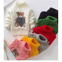 ❌Sz 9-17kg❌ÁO LEN THỪNG CỔ LỌ HÌNH GẤU CHO BÉ