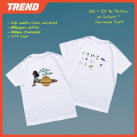 Sza Saturn Lấy Cảm Hứng Từ Áo Sơ Mi Cotton Tee Plus Size Nam Nữ Vintage Thời Trang In Hình Rời Tay Ngắn Top Bông Tai Kẹp Street Áo Thun Thường Ngày