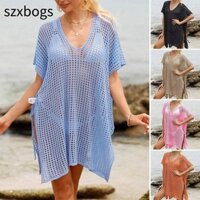 Szxbogs Chống Nắng Mùa Hè Smock, Cổ Chữ V Rỗng Đồ Bơi Che Váy, Bộ Đồ Tắm Thời Trang Kỳ Nghỉ Rời Đi Biển Áo Sơ Mi Nữ