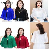 Szxbogs Khăn choàng mùa xuân mùa hè, Bảo vệ cổ tử cung Ren cổ giả, Áo khoác ngoài vai Raglan Tay áo dài tay thời trang buổi tối Prom Cape Party