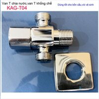 T chia nước van khóa giảm áp KAG-T04 cao cấp, van T chia nước bồn cầu và vòi xịt, T nối nước vòi xịt siêu bền