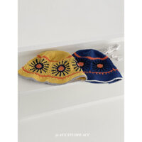 T Thái Niche Thiết Kế Biển Urchin Handmade Len Móc Xô Mũ Nữ Xuân Hè Che Nắng Chống Nắng Lưu Vực Mũ Mặt Nhỏ