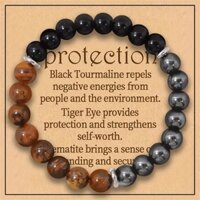 T Tiger Eye Obsidian Vòng tay đính đá đen Vòng đeo tay co giãn
