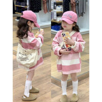 T TIINGXUYU Quần Áo Trẻ Em Bé Gái Sọc Áo Thun Dài Tay Thu Đông Phong Cách Mới Nhỏ Vừa Nhỏ Trinh Nữ Bé Phong Cách Phương Tây Giữa-