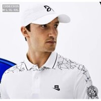 T1 Áo thun nam cotton cổ bẻ in họa tiết màu đen, trắng (size M->XXL) 126 T1