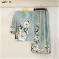 T3-Quần áo - sét bộ lụa trung niên dành tặng bà tặng mẹ cực đẹp cực sang