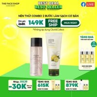 T35_Combo Dầu Tẩy Trang THE FACE SHOP Làm Sạch Da Rice Water Bright Light Facial Cleansing Oil 55ml & 1 Sữa Rửa Mặt Dành Cho Da Dầu, Da Hỗn Hợp Herbday 365 Foaming Cleanser Lemon & Grapefruit 100ml