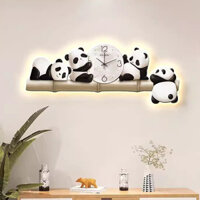 T39 Tranh Đồng Hồ Gấu Trúc Lắc Chân Cute,  Gắn Đèn Led Cắm Điện Sáng Bóng, Nét Đẹp, Trang Trí Nhà Cửa, Quà Tặng Tân Gia
