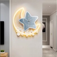 T47 Tranh Đồng Hồ Hình Ngôi SAo Gắn Đèn Led Hiện Đại, Tranh Đồng Hồ 2 Lớp Trang Trí Phòng Khách, Văn Phòng, Làm Quà Tặng