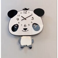 T6 Tranh đồng hồ gấu trúc lắc lư siêu cute mẫu mới nhất , chất liệu tráng gương phủ ceramic trên cốt gỗ mdf cao cấp