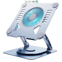 T628G Giá Đỡ Tản Nhiệt Laptop DigiMix Nhôm Chân Đế Xoay Tròn 360 Độ, Đèn Led Tản Nhiệt.