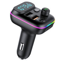 T70 bluetooth V5.0 FM Transmitter 20W PD + QC3.0 USB Car Charger 9 Colors RGB Backlit Light Larger LCD Digital Display W