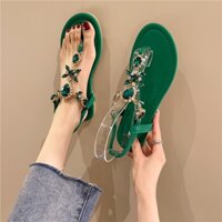 T747 sandal đính đá xỏ ngón đế bệt xăng đan đi biển phong cách hottrend giá rẻ mẫu mới