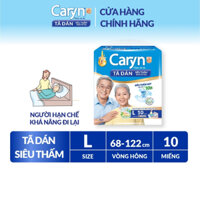 Tã Bỉm dán người lớn siêu thấm Caryn dành cho người hạn chế khả năng đi lại Size L 10 miếng