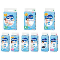 Tã bỉm dán/ quần Moony đủ size Nb90/S84/M64/M58/L54/L44/XL38/Xxl26