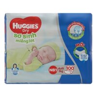 Tã Bỉm lót Huggies Dry size NB1 100 miếng+ (dưới 5kg)