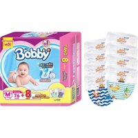 Tã dán bobby l68/m76 /xl62 tặng 6 miếng ,tặng gối