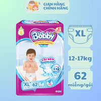 Tã Dán Bobby siêu thấm khô thoáng Size XL62 miếng