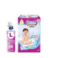 Tã dán Bobby siêu thấm size L, 68 miếng (9-13kg) (giao bao bì ngẫu nhiên)
