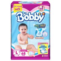 Tã dán Bobby siêu thấm size L 68 miếng (từ 9-13kg)