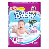 Tã dán Bobby siêu thấm size S 30 miếng cho bé 4-7 kg