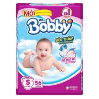 Tã dán Bobby siêu thấm size S 56 miếng cho bé 4-7 kg